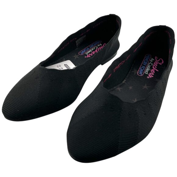 Skechers‎ Cleo Bewitch Women's Flats Black 6.5 NWOB Memory Foam Stretch Knit - Picture 1 of 10